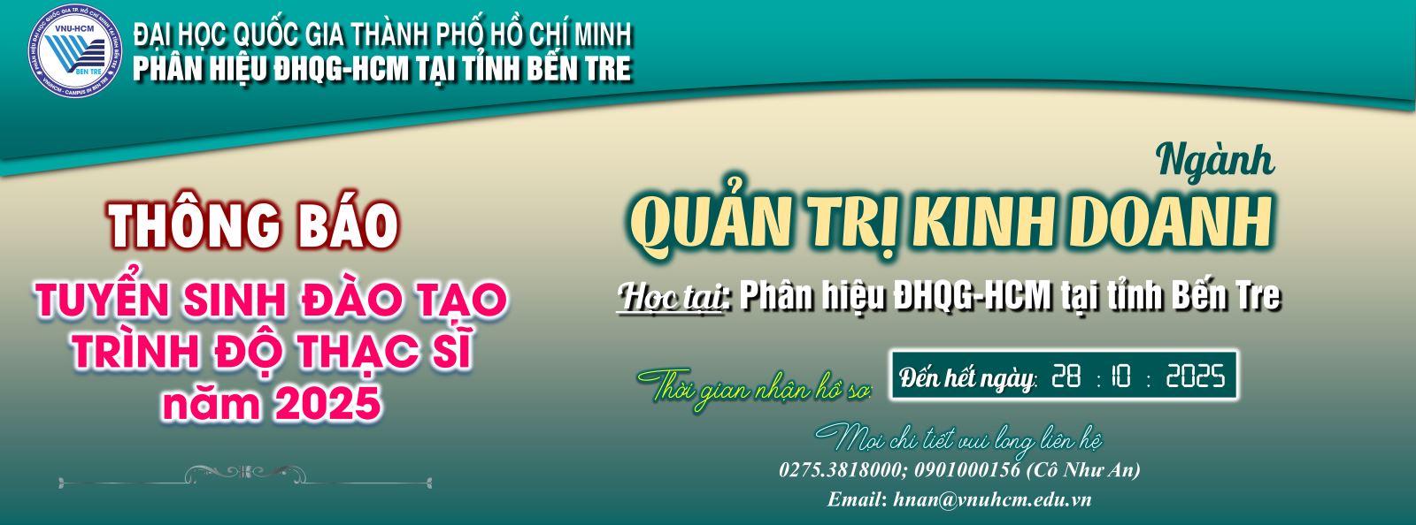 TUYỂN SINH SAU ĐẠI HỌC NGÀNH QUẢN TRỊ KINH DOANH NĂM 2025