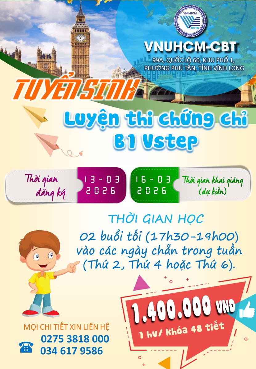 TUYỂN SINH ANH VĂN B1 VSTEP